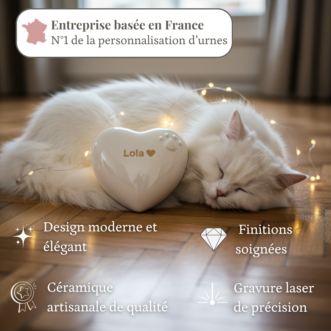 Animal urn model "Pearly white love paw"