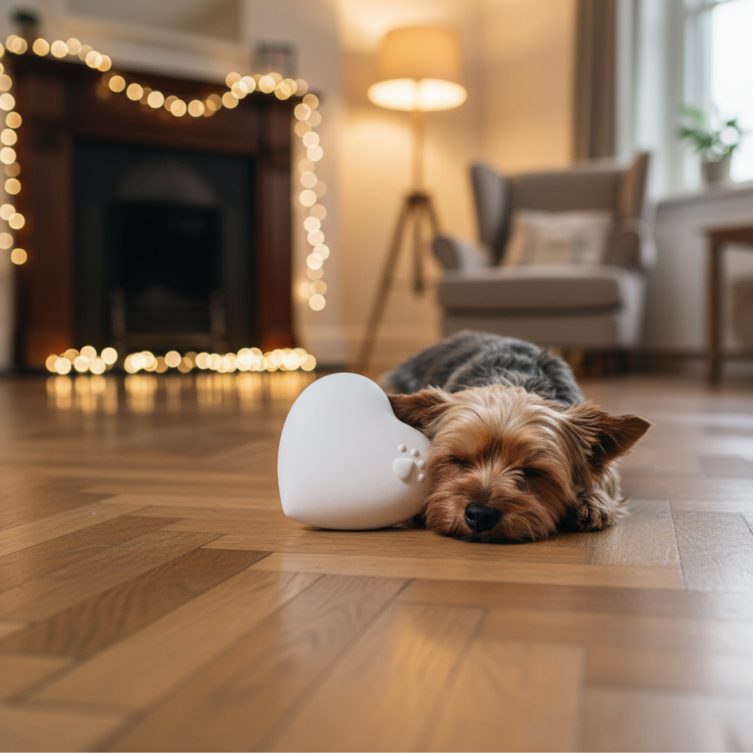 Animal urn model "Pearly white love paw"