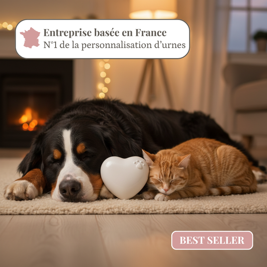 Animal urn model "Pearly white love paw"