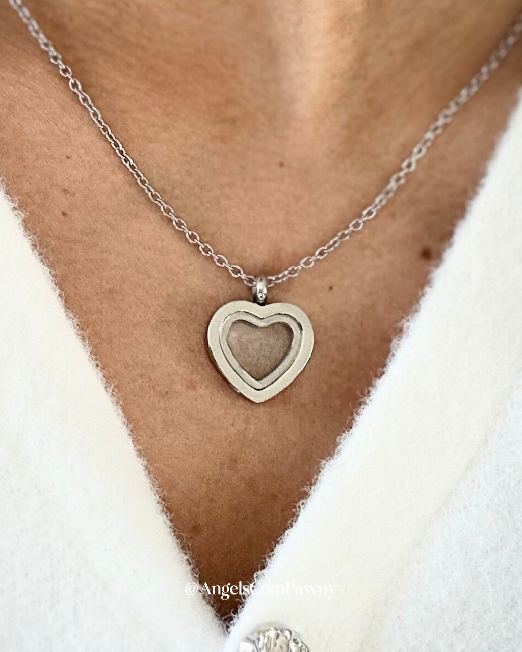 Collier "mini coeur" accueillant poils/cendres